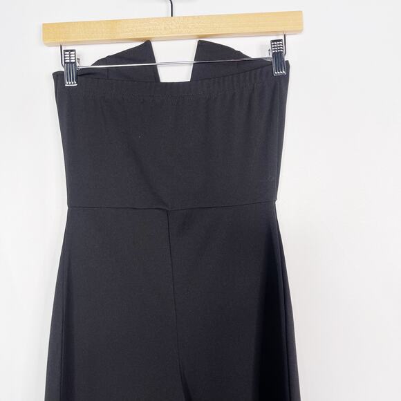 PrettyLittleThing Size 2 Black Strapless Sweetheart Neckline Wide Leg Jumpsuit - Picture 7 of 10